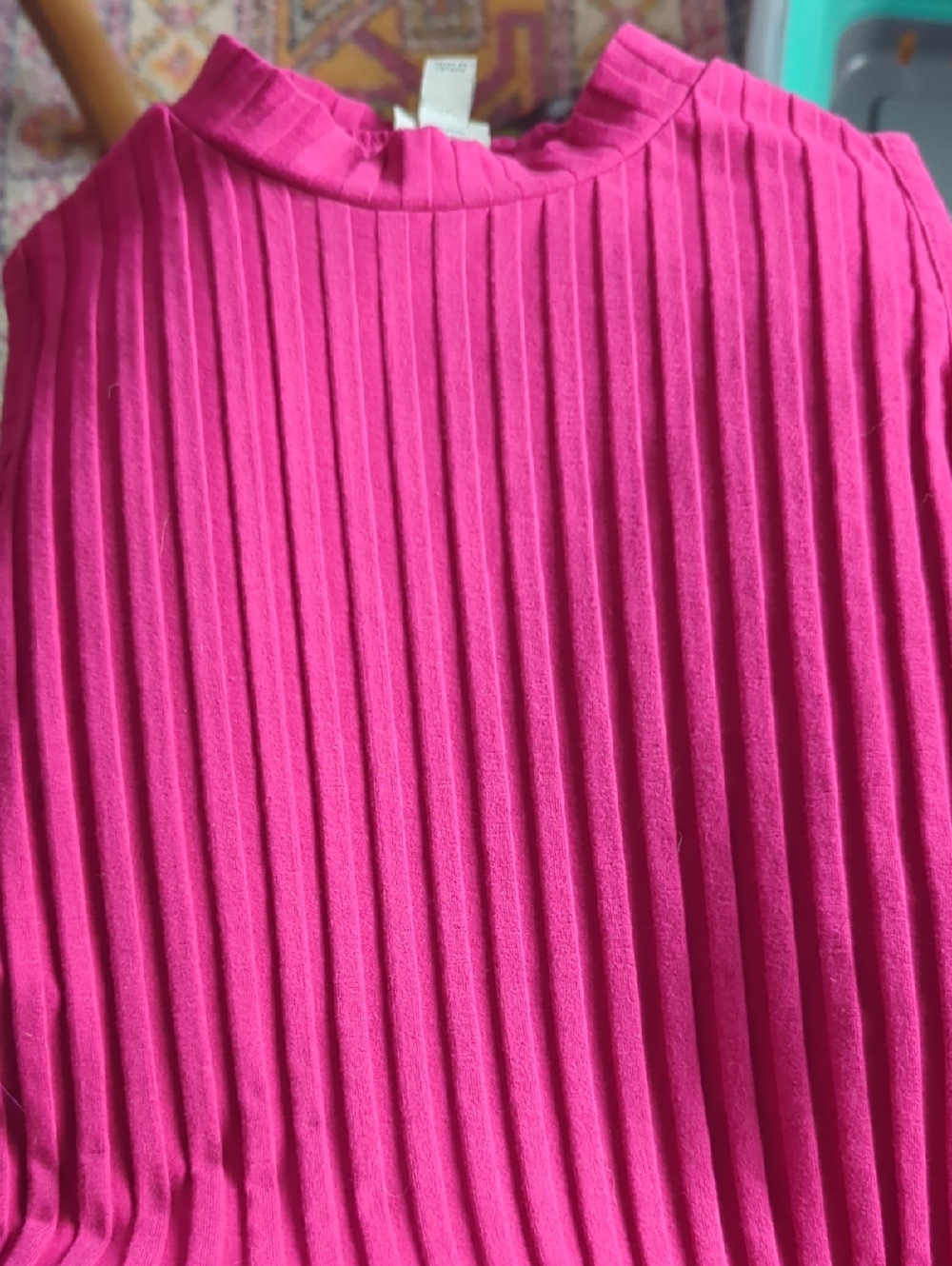a new day Hot Pink Pleated Mock Neck Top